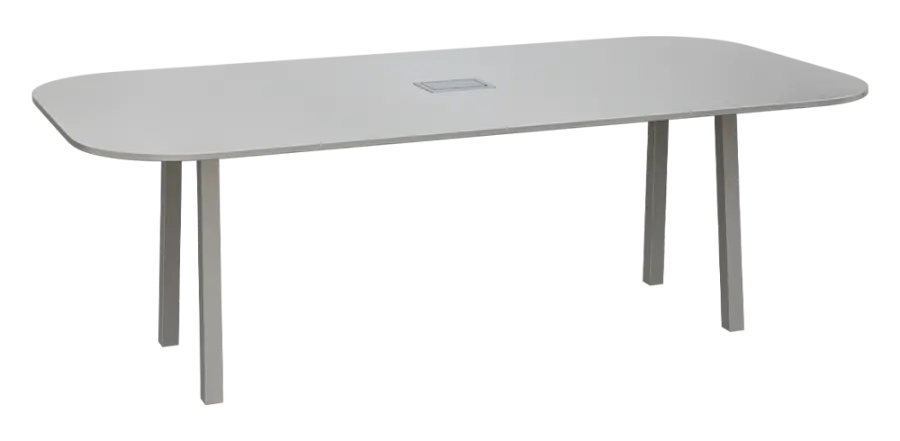 EFU 11 stůl jednací, masivní dřevěná podnož, zásuvkový systém EVOLINE, deska 18 mm, široký 2400 mm, metalická